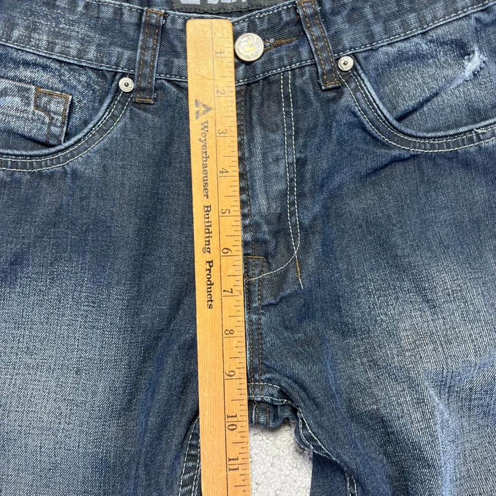 Black Jeans Mens 30x32 Low Rise Slim Straight Dark Wash‎ Denim Distressed Y2k